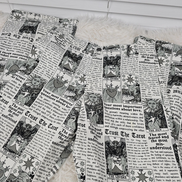 Motel Rocks Denim - Motel Denim Jeans Newsprint Tarot High-waisted Flare Leg